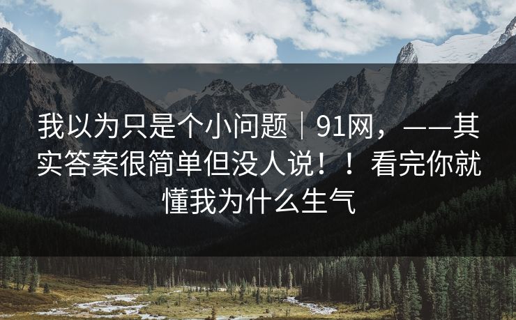 我以为只是个小问题｜91网，——其实答案很简单但没人说！！看完你就懂我为什么生气